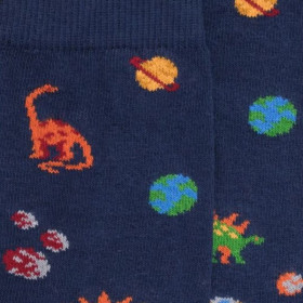 Fantastische blaue Socke mit Dinosaurier-Motiven