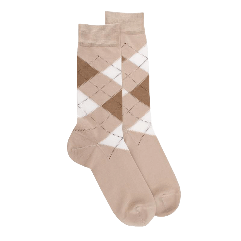 Herren Socken aus Baumwolle mit Intarsien-Muster - Beige | Doré Doré