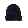 Unisex-Rippstrickmütze aus Wolle, Seide und Kaschmir - Navy Blau
