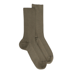 Herren Socken aus ägyptischer Baumwolle, elastisch und gerippt - khaki | Doré Doré