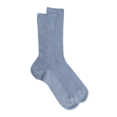 Herren Socken aus gerippter Baumwolle ohne Gummizug - Eisblau | Doré Doré