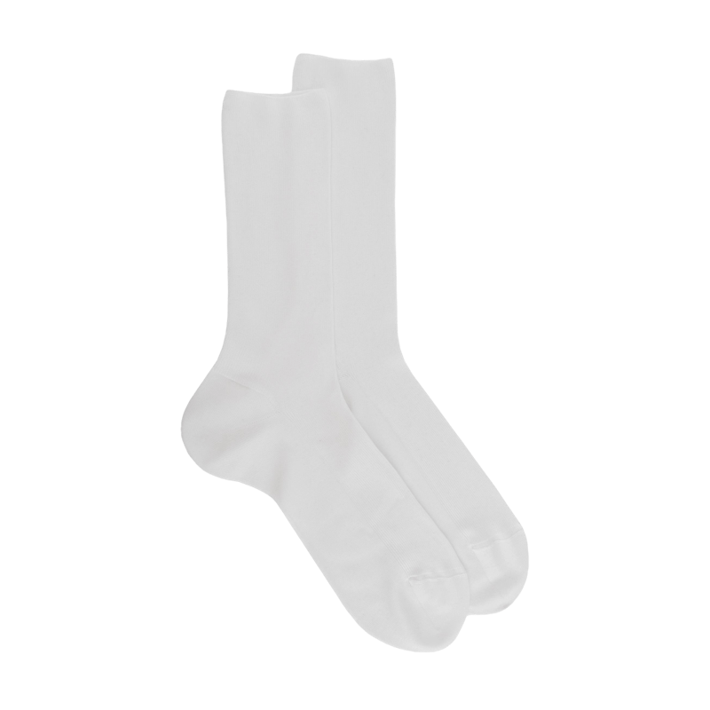 Herren Socken aus gerippter Baumwolle ohne Gummizug - Weiß | Doré Doré
