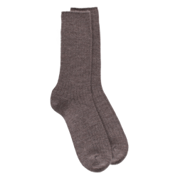 Gerippte Herrensocken aus Wolle - Hellbraun | Doré Doré