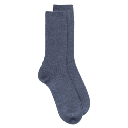Gerippte Herrensocken aus Wolle - Blau | Doré Doré