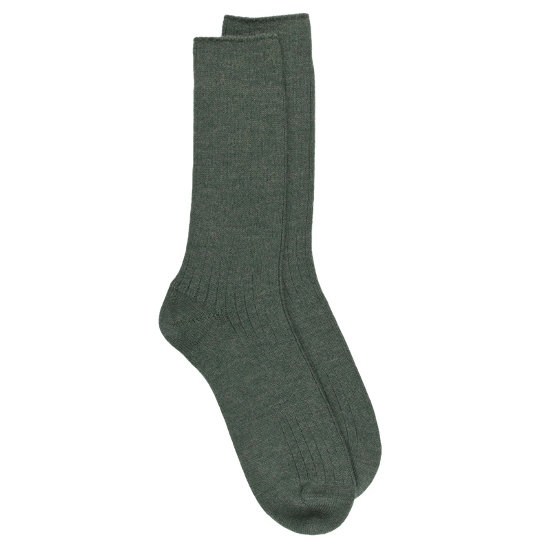 Gerippte Herrensocken aus Wolle - Thuja-Grüne | Doré Doré