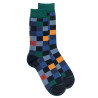 Ausgefallene Socken mit Karomuster - Blau und grün