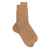 Beige Dore Dore gerippte Wollsocken