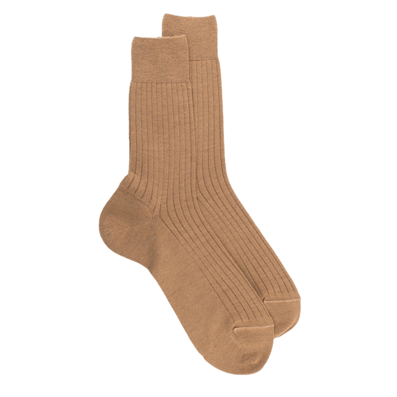 Beige Dore Dore gerippte Wollsocken
