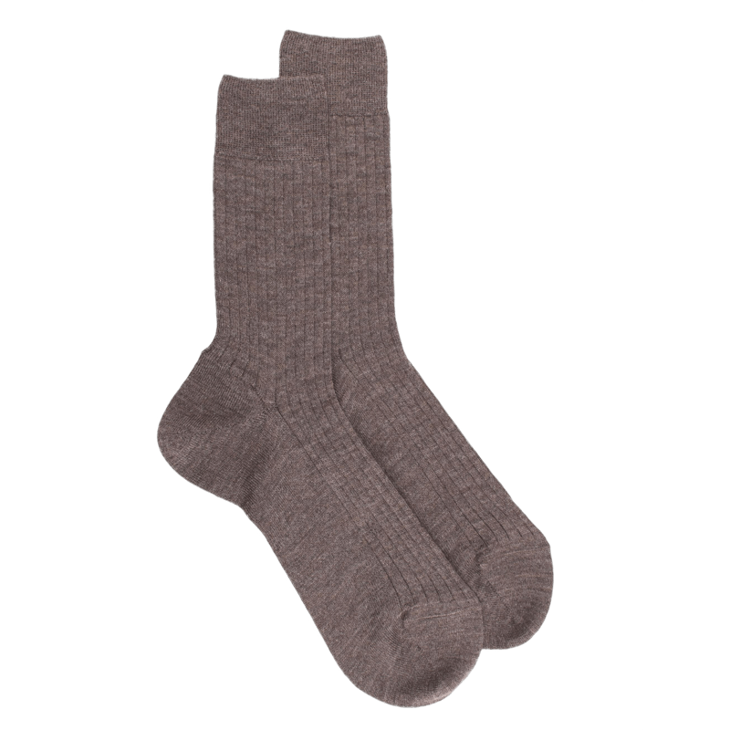 Gerippte Herrensocken aus Wolle - Hellbraun | Doré Doré