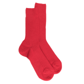 Gerippte Socken aus Wolle - Rot