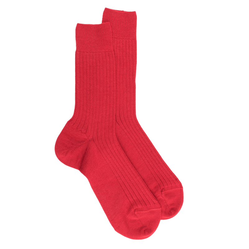 Gerippte Socken aus Wolle - Rot