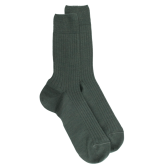 Gerippte Herrensocken aus Wolle - Thuja-Grüne | Doré Doré