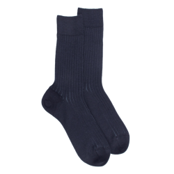 Zweifarbige gerippte Herrensocken aus Wolle und weicher Baumwolle - 41 | Doré Doré