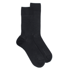 Zweifarbige gerippte Herrensocken aus Wolle und weicher Baumwolle - 93 | Doré Doré