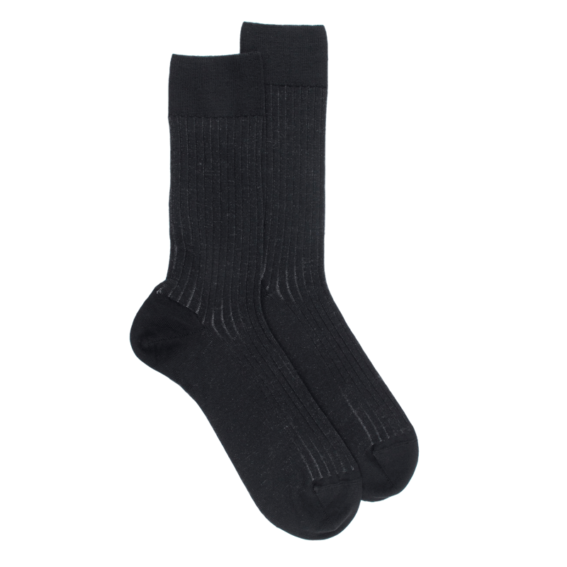 Zweifarbige gerippte Herrensocken aus Wolle und weicher Baumwolle - 93 | Doré Doré