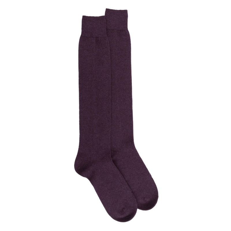 Lange Socken aus Wolle und Kaschmir für Herren - Brombeerviolett | Doré Doré