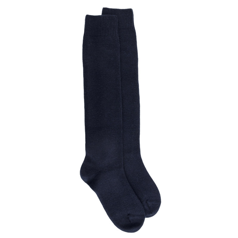Lange Socken aus Wolle und Kaschmir für Damen einfarbig - Navy Blau | Doré Doré