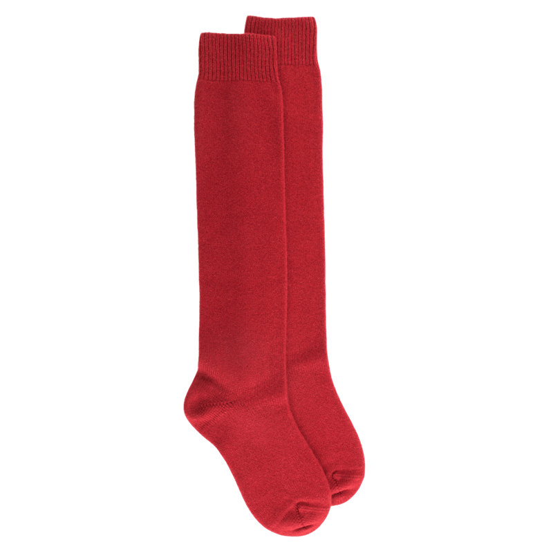Lange Socken aus Wolle und Kaschmir für Damen einfarbig - Rot | Doré Doré