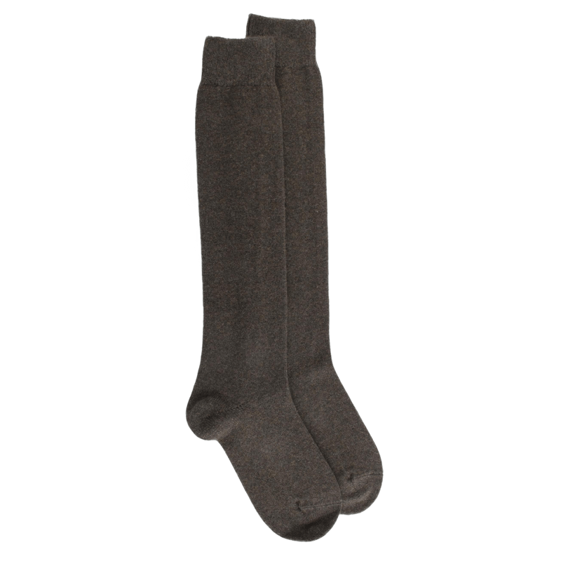 Lange Socken aus Wolle und Kaschmir für Damen einfarbig - Grün | Doré Doré
