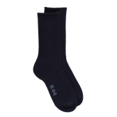 Herrensocken aus gerippter Baumwolle mit Frotteesohle - Blau