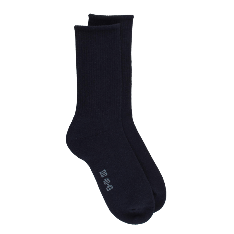 Herrensocken aus gerippter Baumwolle mit Frotteesohle - Blau