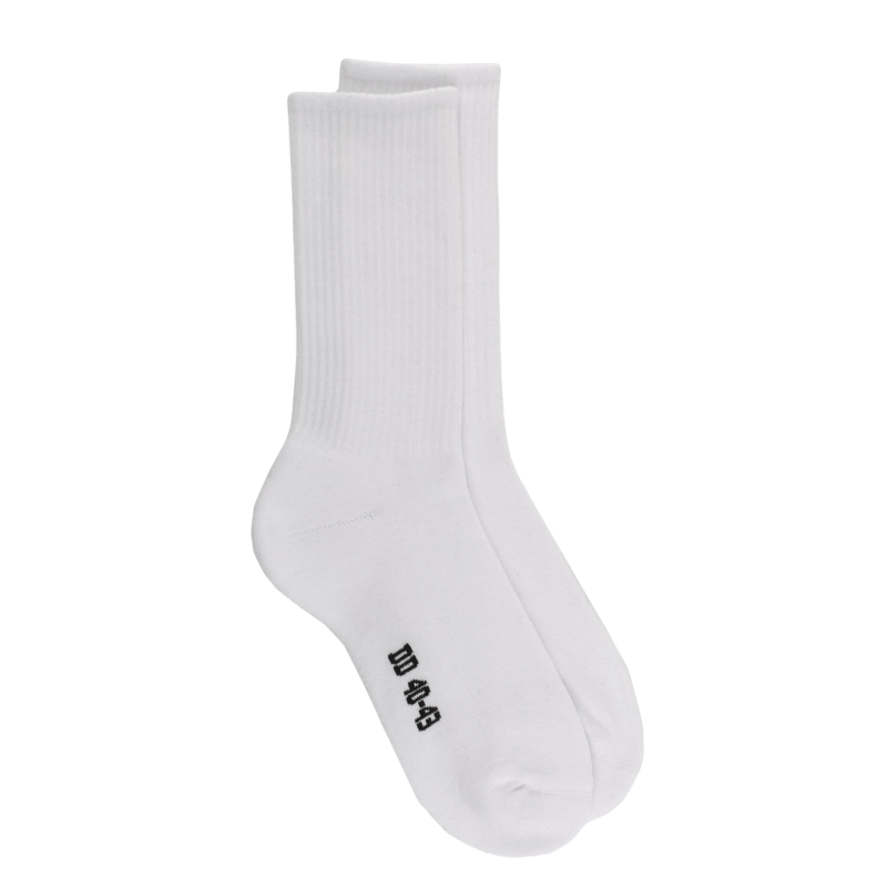 Herrensocken aus gerippter Baumwolle mit Frotteesohle - Weiß