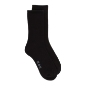 Herrensocken aus gerippter Baumwolle mit Frotteesohle - Schwarz