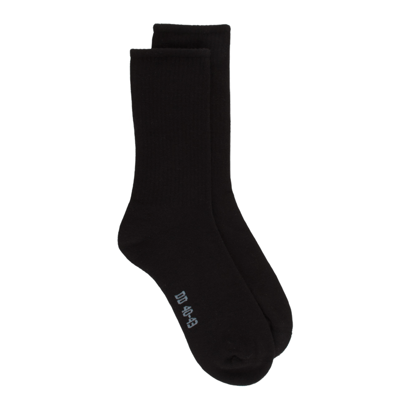 Herrensocken aus gerippter Baumwolle mit Frotteesohle - Schwarz
